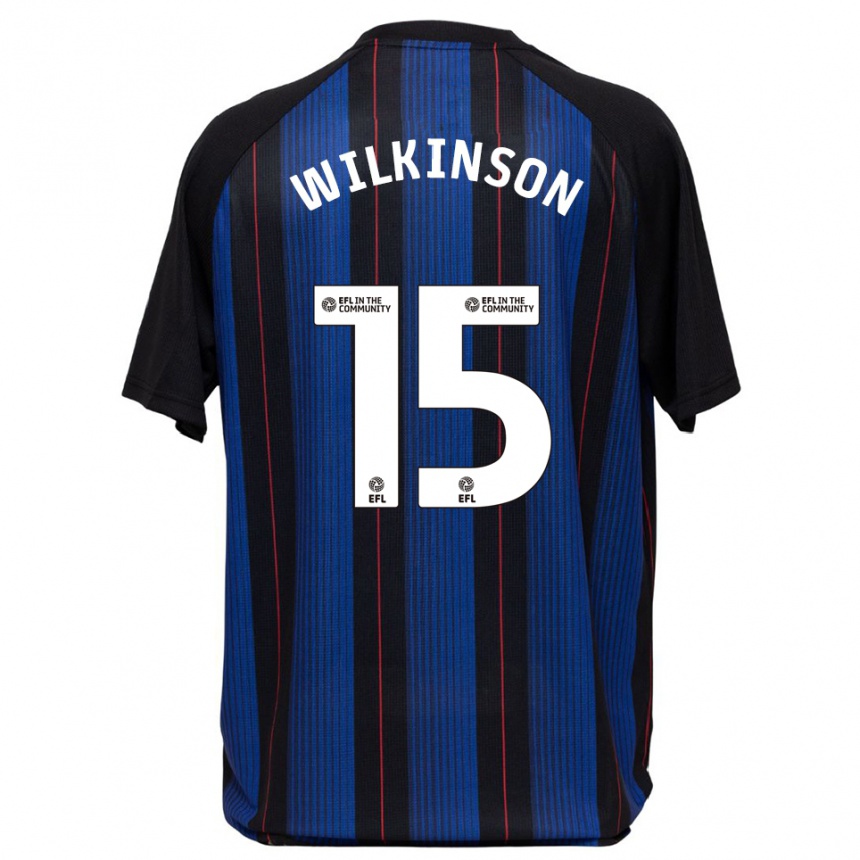 גברים כדורגל שרנה וילקינסון #15 כחול שחור הרחק ג'רזי 2025/26