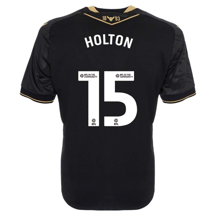 גברים כדורגל Josh Holton #15 שחור זהב הרחק ג'רזי 2025/26