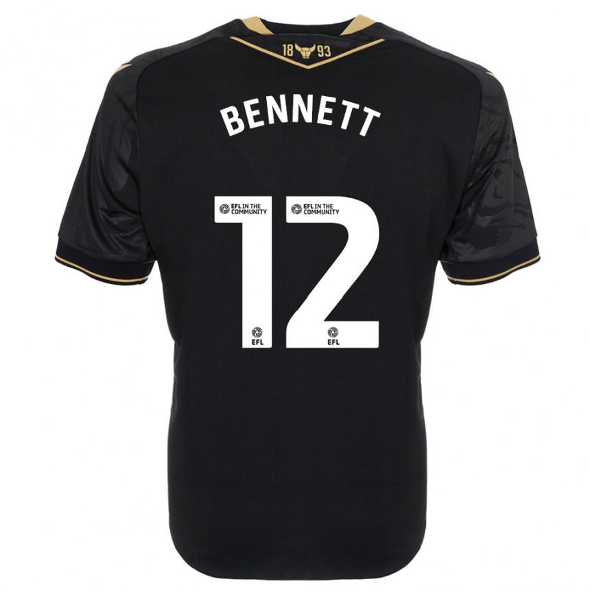 גברים כדורגל Joe Bennett #12 שחור זהב הרחק ג'רזי 2025/26