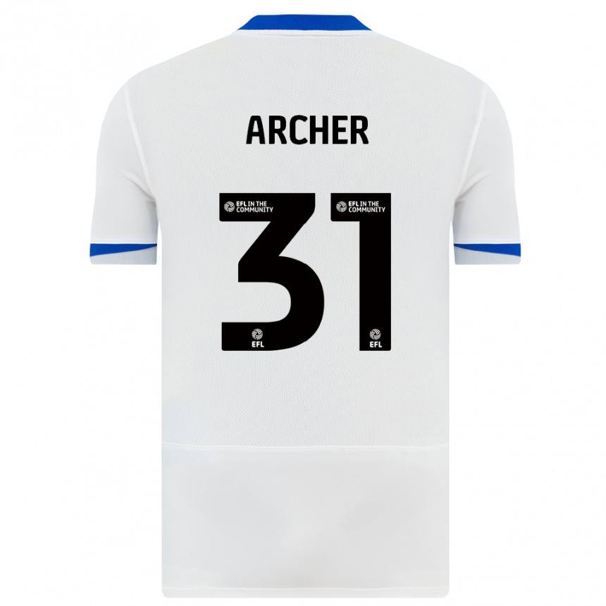 גברים כדורגל ג'ורדן ארצ'ר #31 לבן שחור הרחק ג'רזי 2025/26