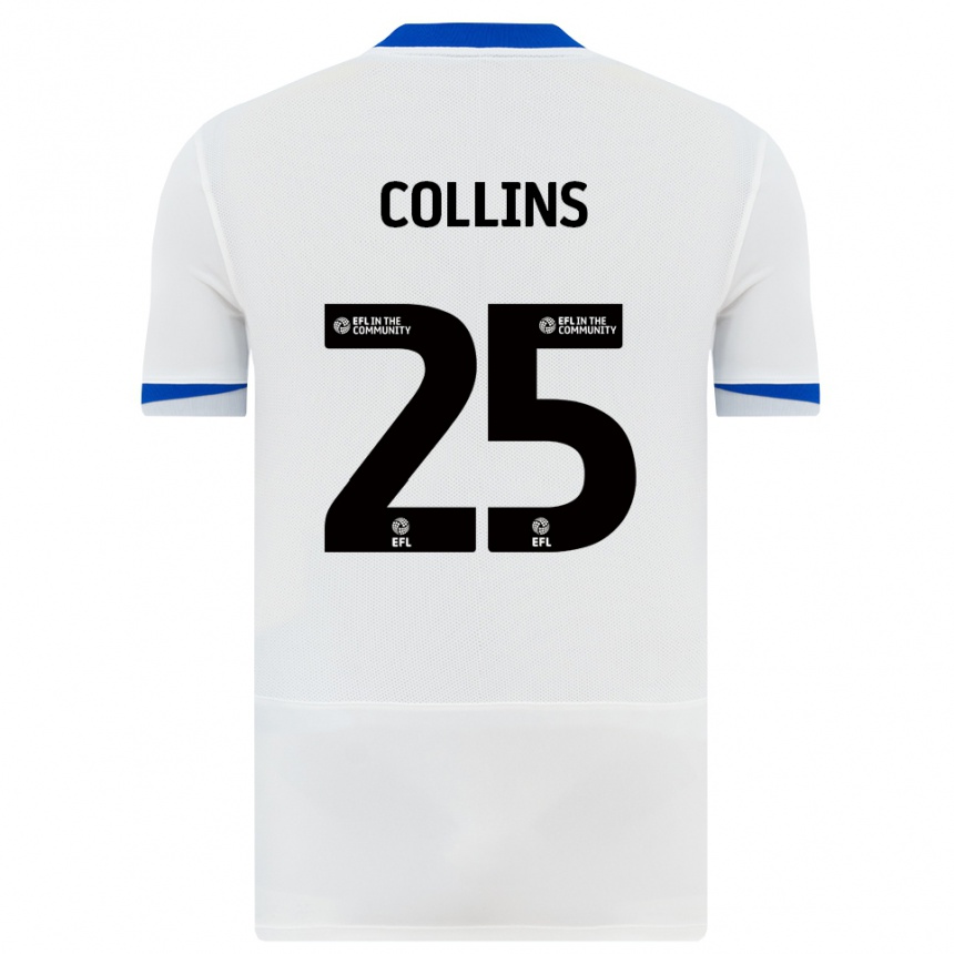גברים כדורגל Izzy Collins #25 לבן שחור הרחק ג'רזי 2025/26