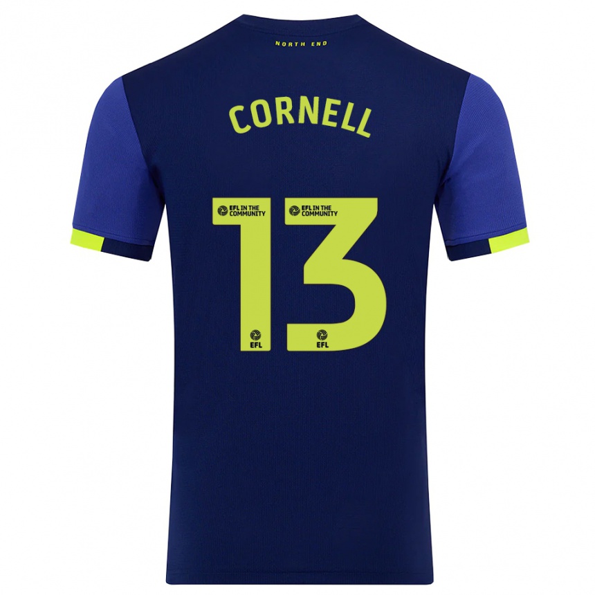 גברים כדורגל דייוויד קורנל #13 כחול נייבי צהוב הרחק ג'רזי 2025/26