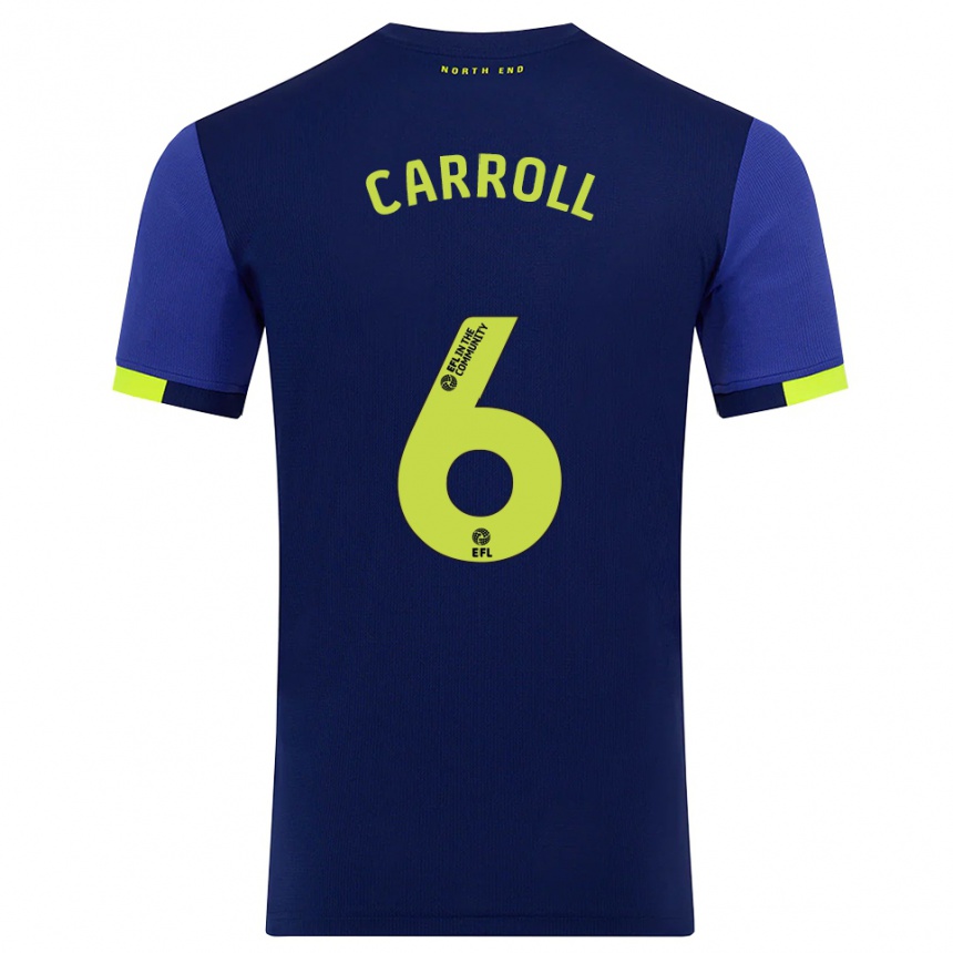 גברים כדורגל Jenna Carroll #6 כחול נייבי צהוב הרחק ג'רזי 2025/26