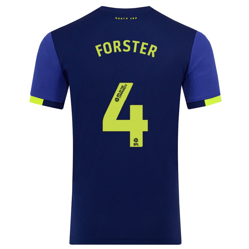 גברים כדורגל Hannah Forster #4 כחול נייבי צהוב הרחק ג'רזי 2025/26