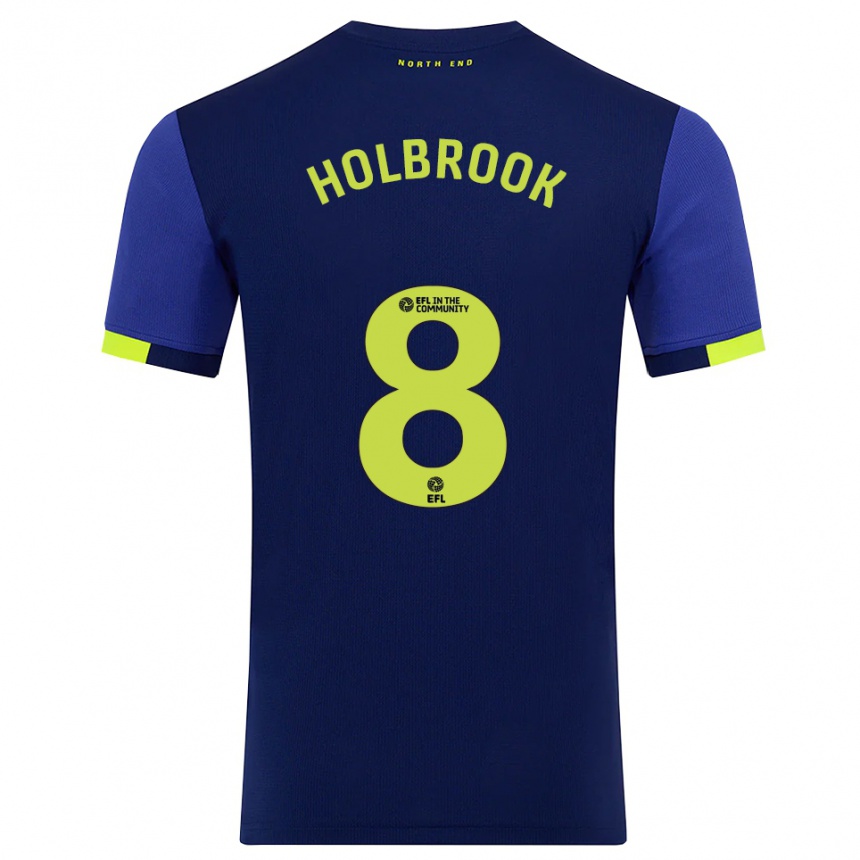 גברים כדורגל Jess Holbrook #8 כחול נייבי צהוב הרחק ג'רזי 2025/26