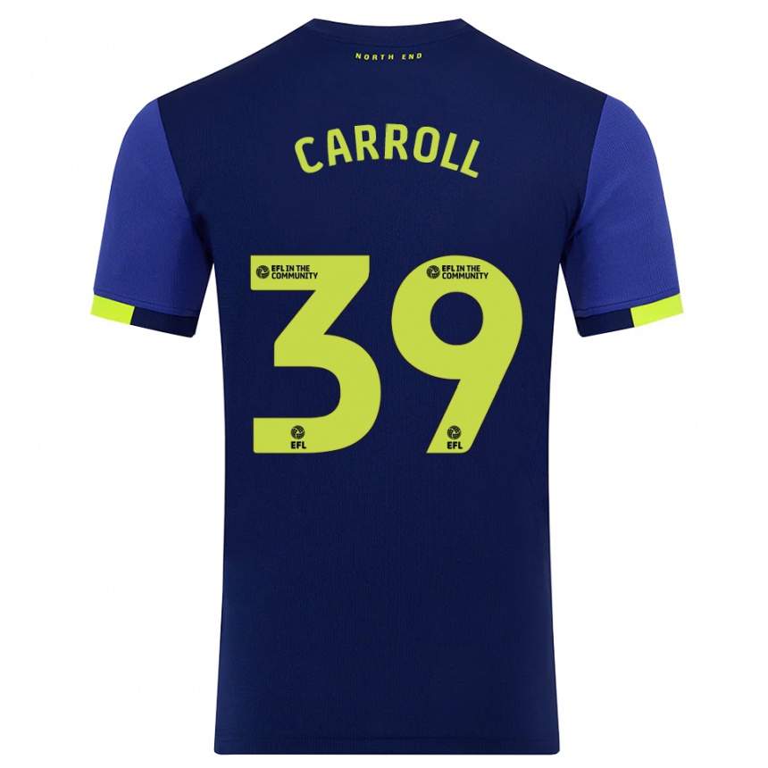 גברים כדורגל Theo Carroll #39 כחול נייבי צהוב הרחק ג'רזי 2025/26