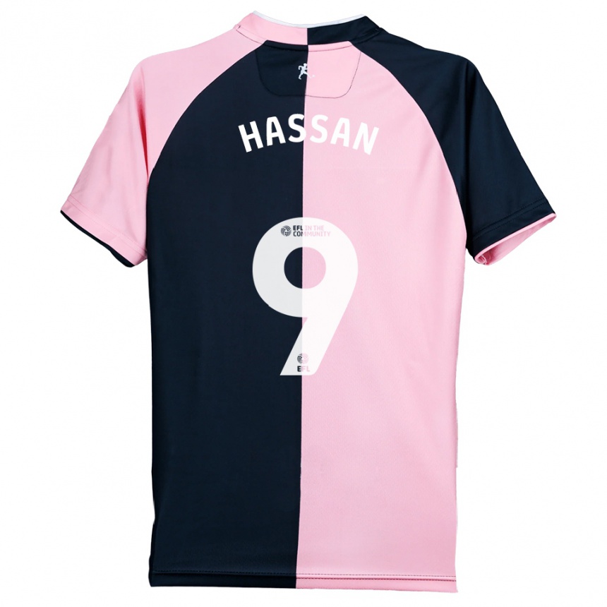 גברים כדורגל Ridwan Hassan #9 ורוד שחור הרחק ג'רזי 2025/26