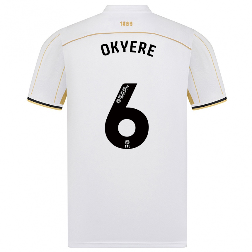 גברים כדורגל סת' סגור #6 לבן זהב הרחק ג'רזי 2025/26