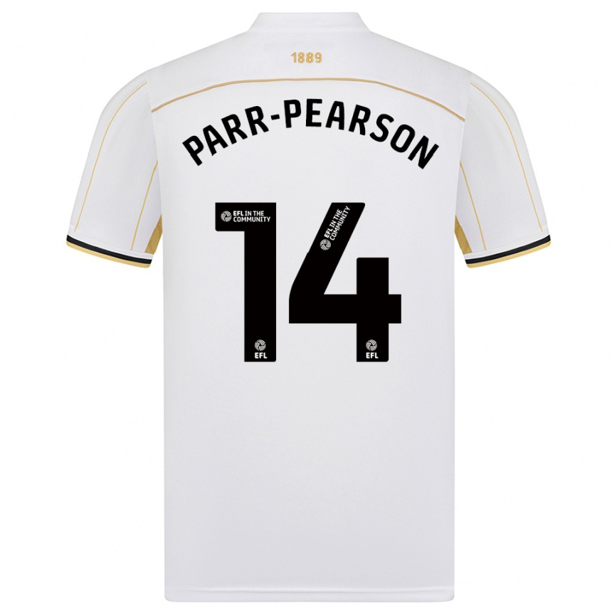 גברים כדורגל Marley Parr-Pearson #14 לבן זהב הרחק ג'רזי 2025/26