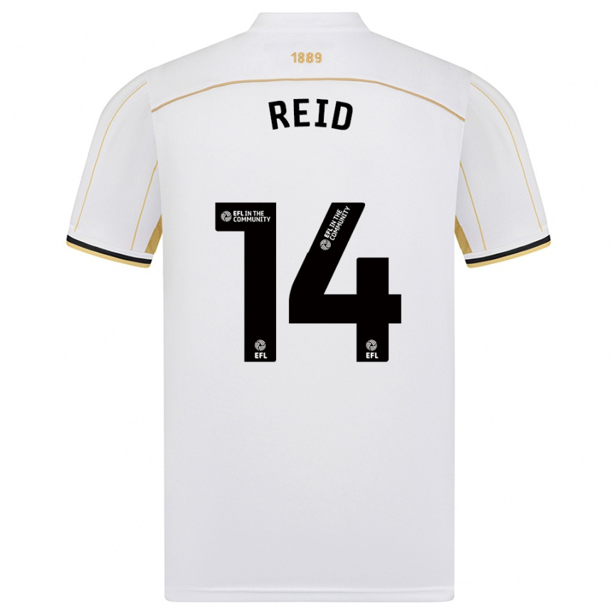 גברים כדורגל Aaron Reid #14 לבן זהב הרחק ג'רזי 2025/26