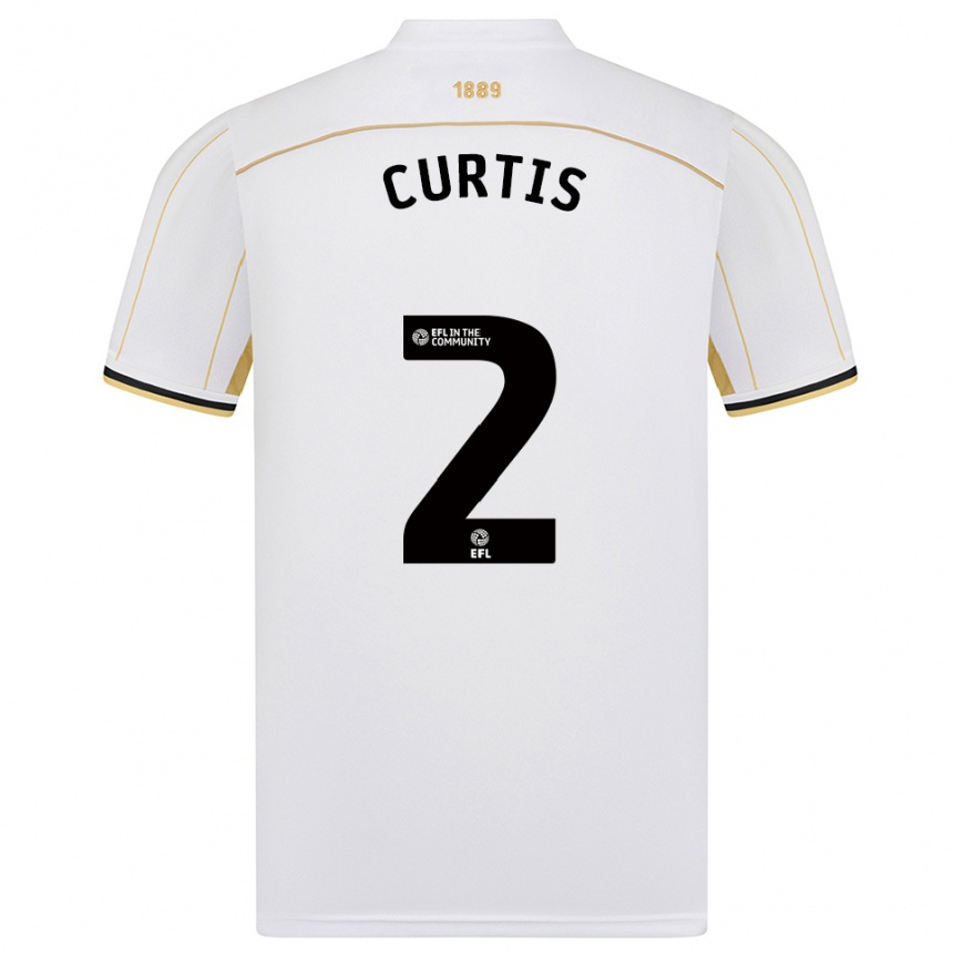 גברים כדורגל סם קרטיס #2 לבן זהב הרחק ג'רזי 2025/26