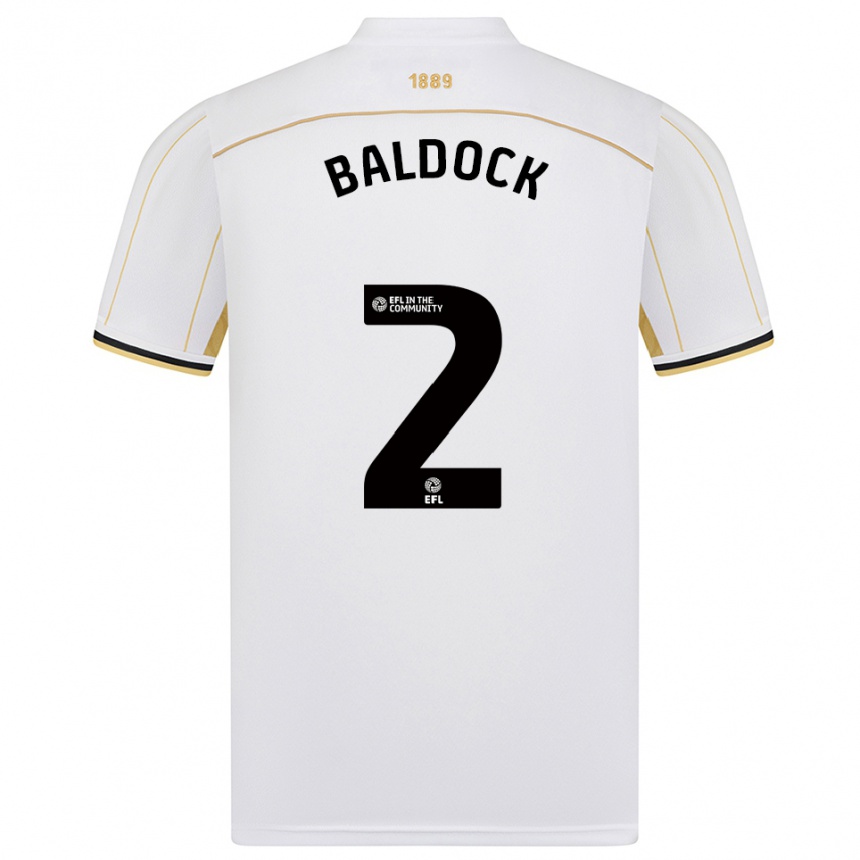 גברים כדורגל ג׳ורג׳ בלדוק #2 לבן זהב הרחק ג'רזי 2025/26