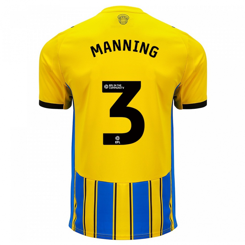 גברים כדורגל ראיין מאנינג #3 כחול צהוב הרחק ג'רזי 2025/26