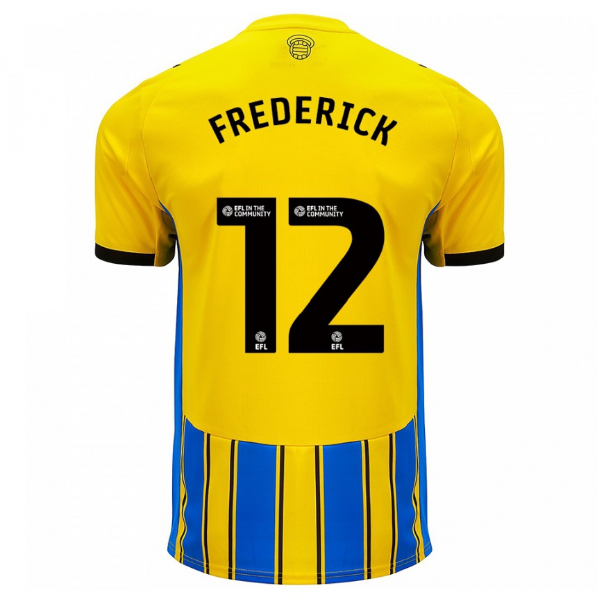 גברים כדורגל Cameron Frederick #12 כחול צהוב הרחק ג'רזי 2025/26
