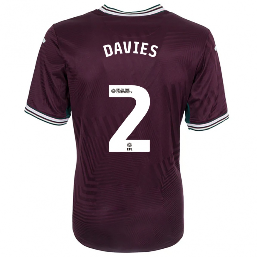 גברים כדורגל Lauren Davies #2 חלודה אדום לבן הרחק ג'רזי 2025/26