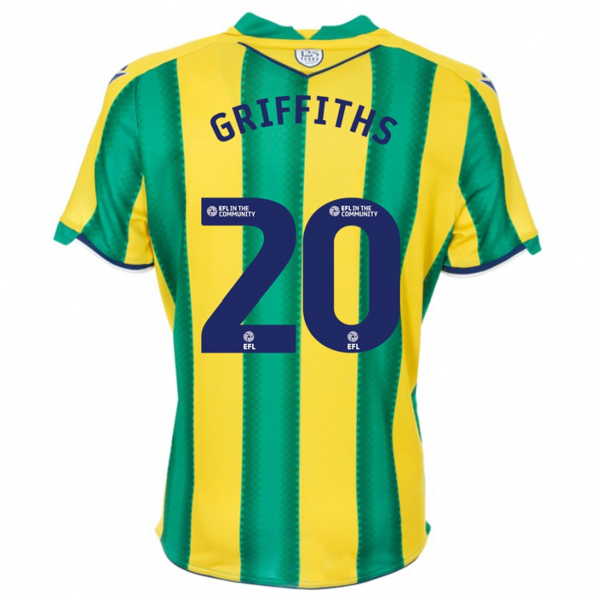 גברים כדורגל ג'וש גריפית'ס #20 צהוב ירוק הרחק ג'רזי 2025/26