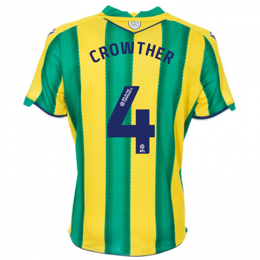 גברים כדורגל Matthew Crowther #4 צהוב ירוק הרחק ג'רזי 2025/26