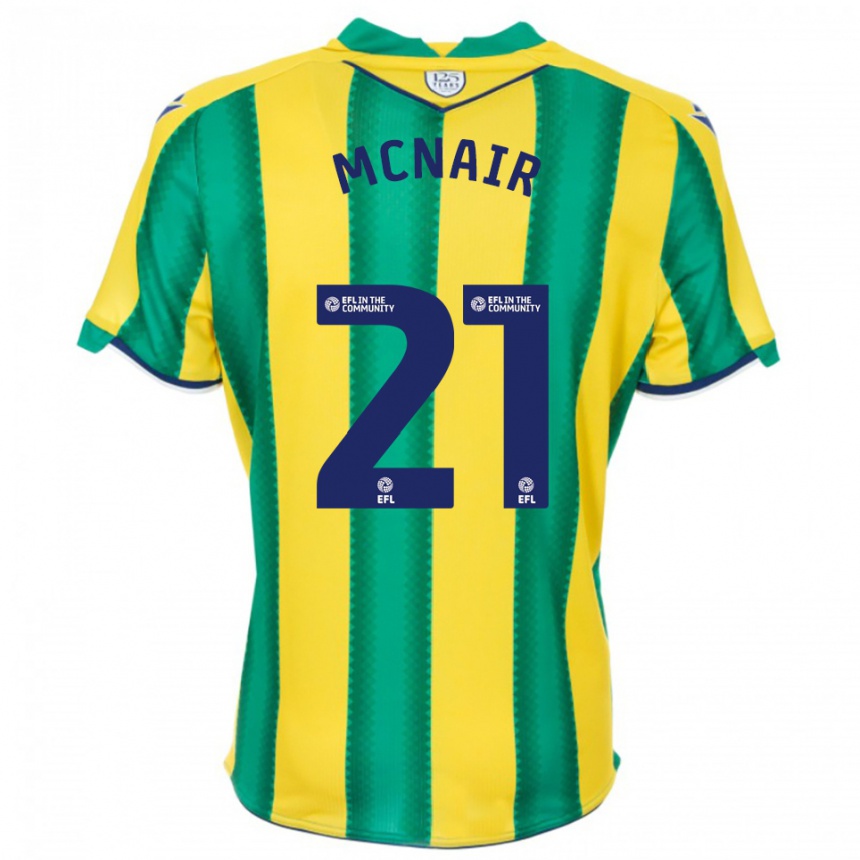 גברים כדורגל פאדי מקניר #21 צהוב ירוק הרחק ג'רזי 2025/26