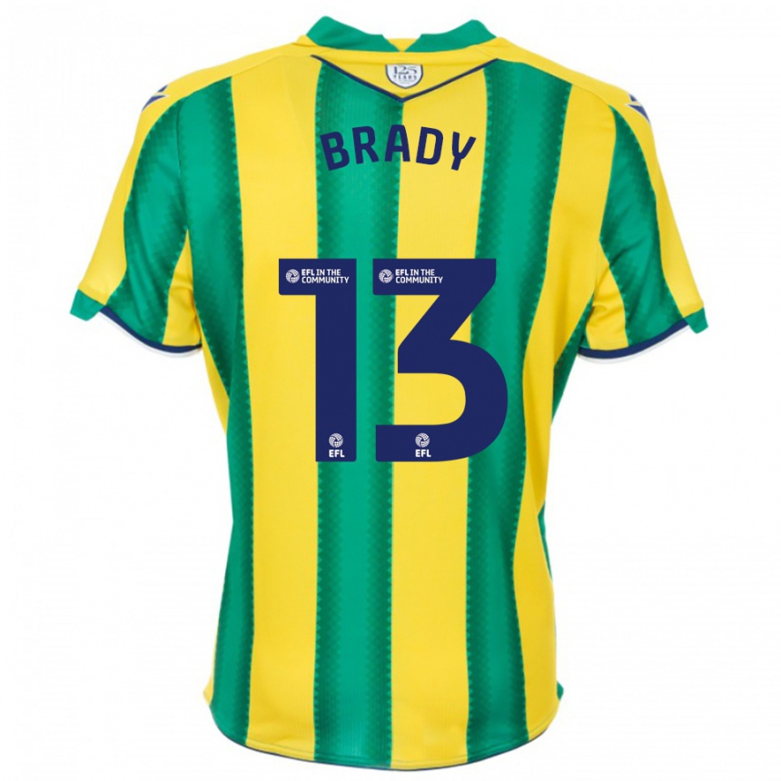 גברים כדורגל לואי בריידי #13 צהוב ירוק הרחק ג'רזי 2025/26