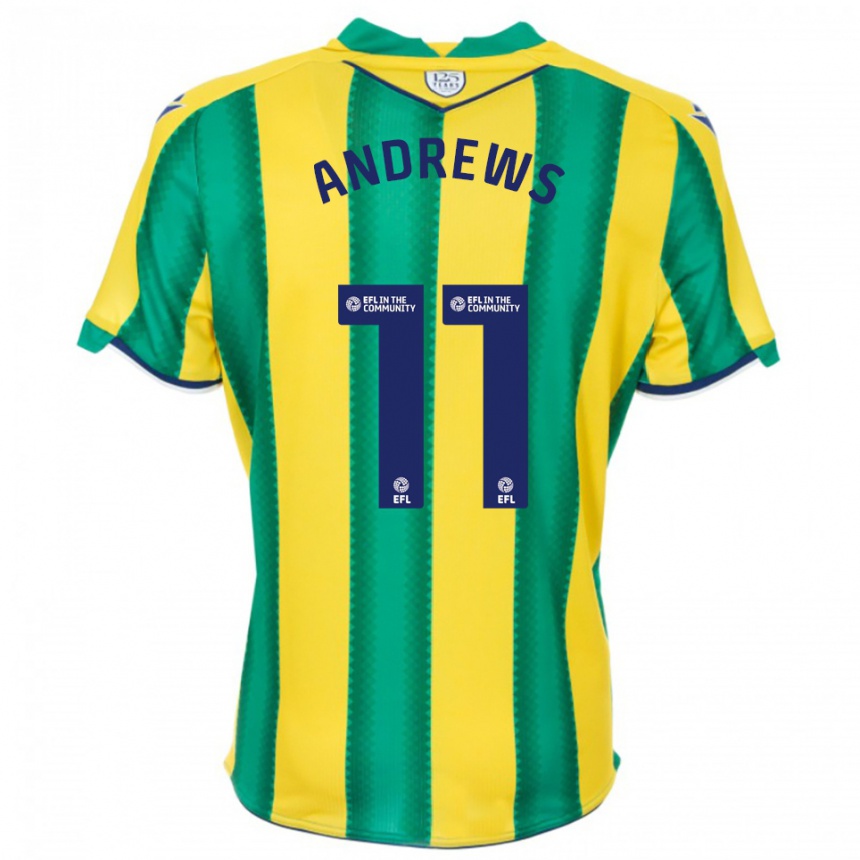 גברים כדורגל Marli Rhodes-Andrews #11 צהוב ירוק הרחק ג'רזי 2025/26