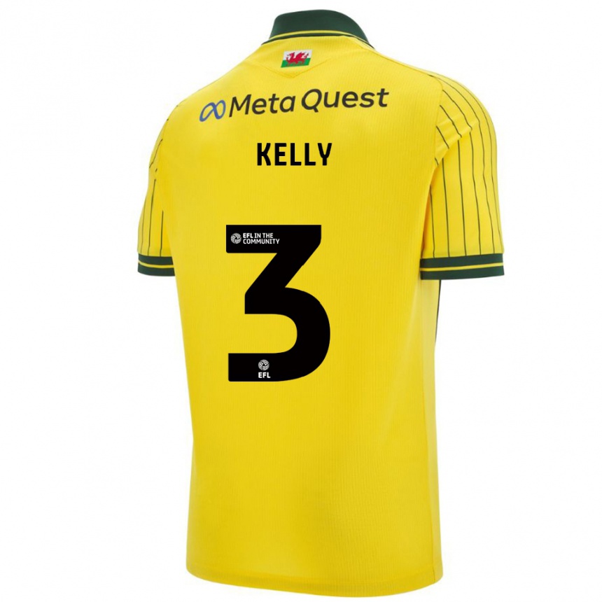 גברים כדורגל Tom Kelly #3 צהוב ירוק הרחק ג'רזי 2025/26