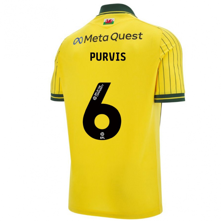 גברים כדורגל Max Purvis #6 צהוב ירוק הרחק ג'רזי 2025/26