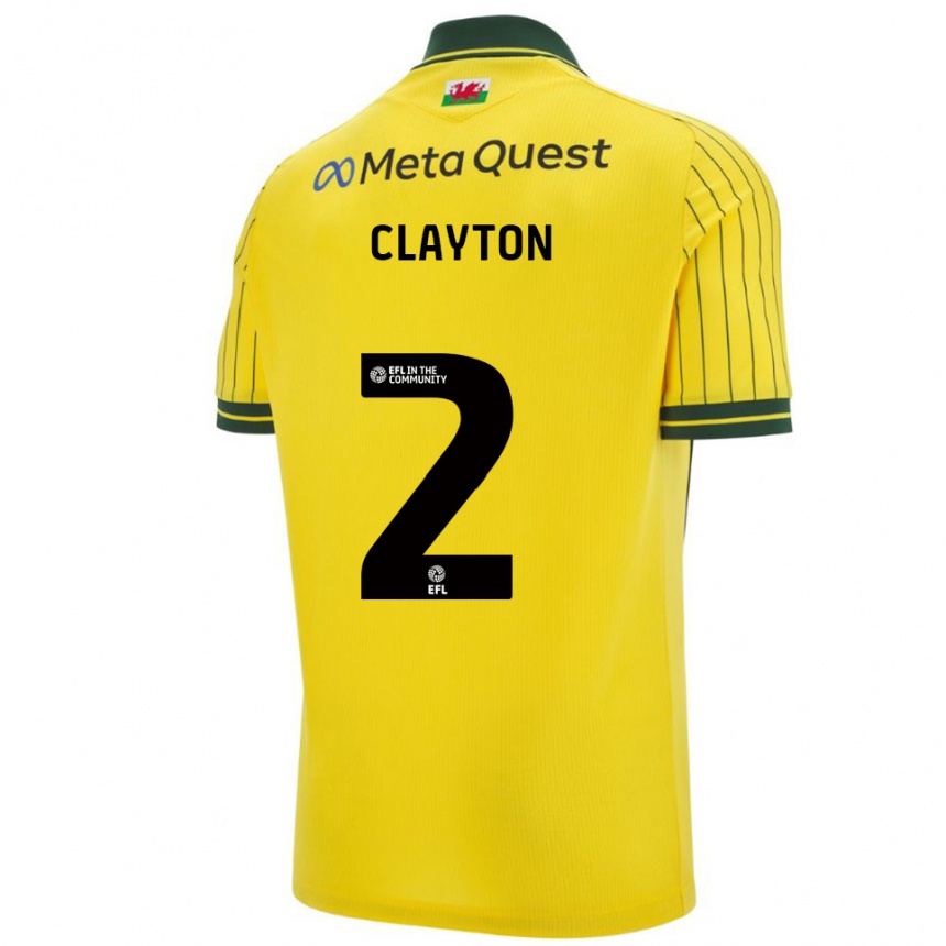 גברים כדורגל Tommy Clayton #2 צהוב ירוק הרחק ג'רזי 2025/26