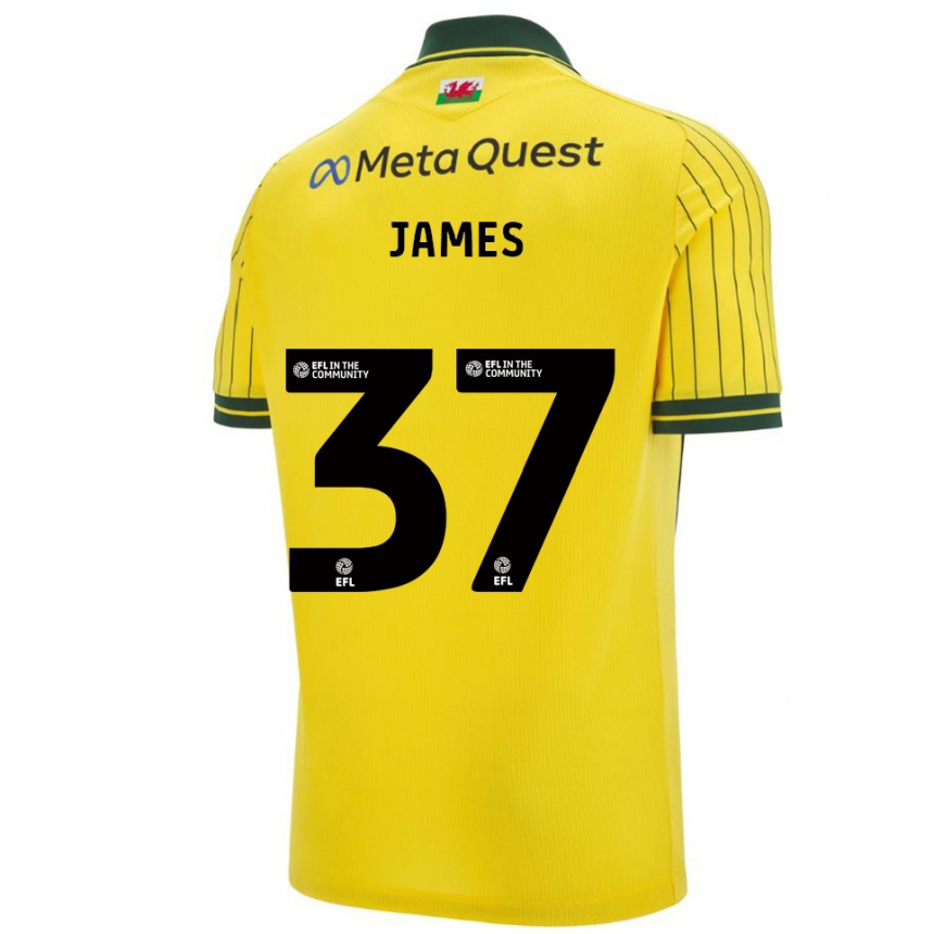 גברים כדורגל מאטי ג'יימס #37 צהוב ירוק הרחק ג'רזי 2025/26