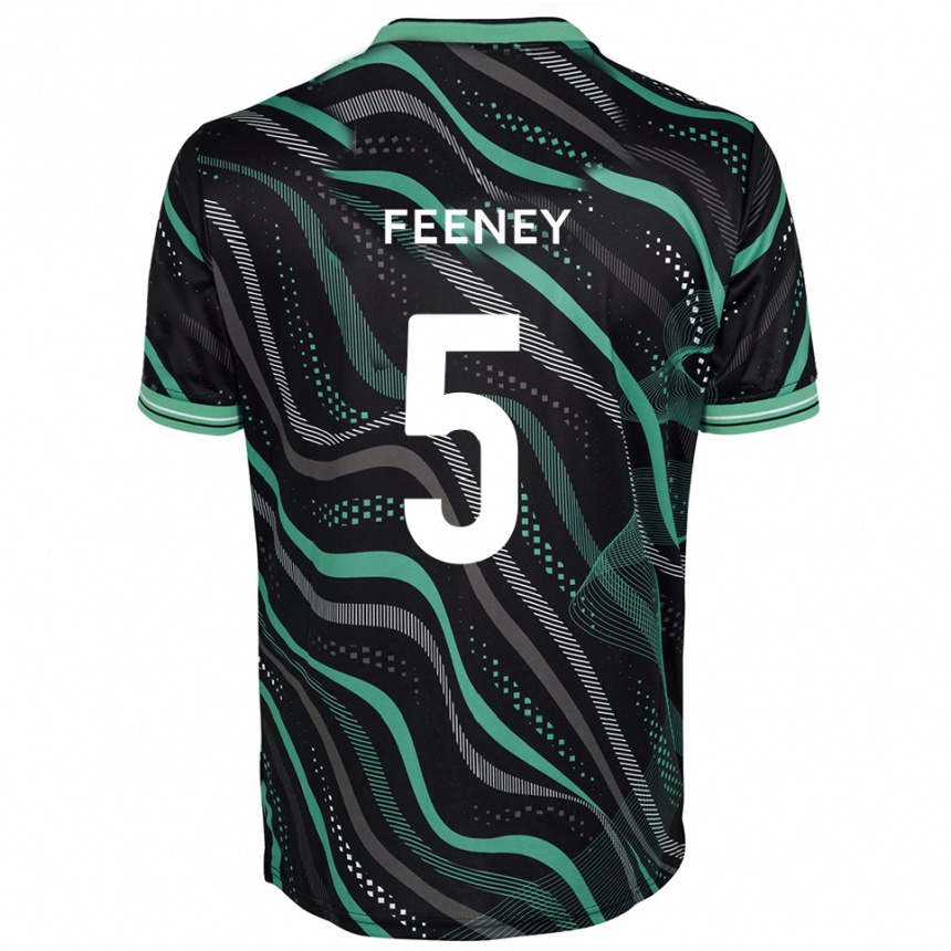 גברים כדורגל מורגן פיני #5 שחור ירוק הרחק ג'רזי 2025/26