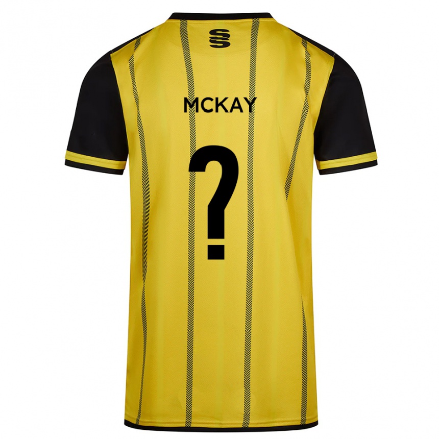 גברים כדורגל Mason Mckay #0 צהוב שחור הרחק ג'רזי 2025/26