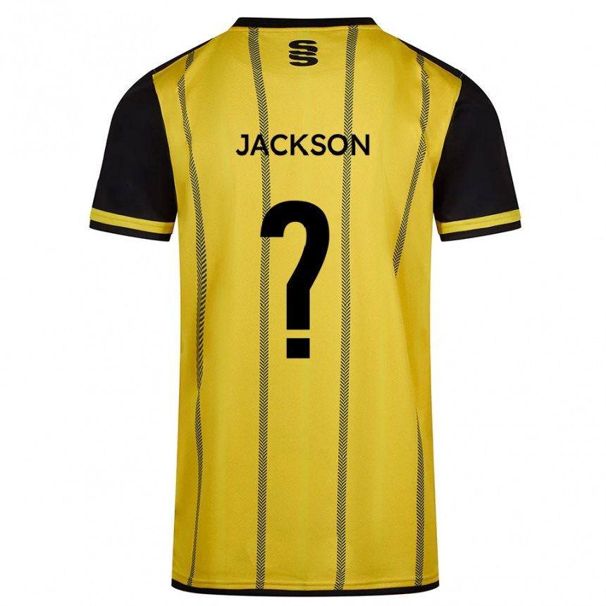 גברים כדורגל Ben Jackson #0 צהוב שחור הרחק ג'רזי 2025/26