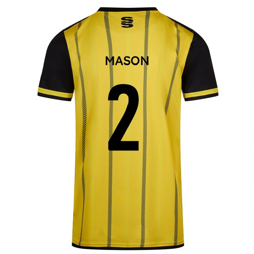 גברים כדורגל Beth Mason #2 צהוב שחור הרחק ג'רזי 2025/26