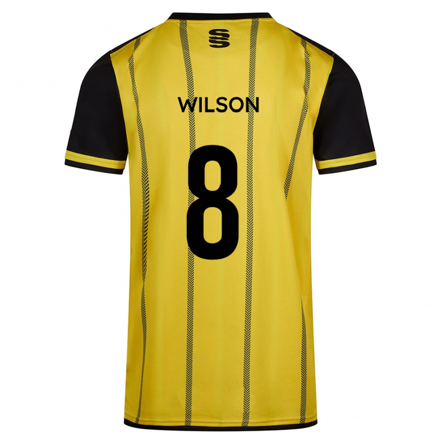 גברים כדורגל George Wilson #8 צהוב שחור הרחק ג'רזי 2025/26