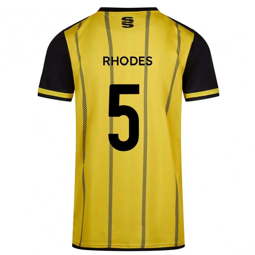 גברים כדורגל אלכס רודס #5 צהוב שחור הרחק ג'רזי 2025/26