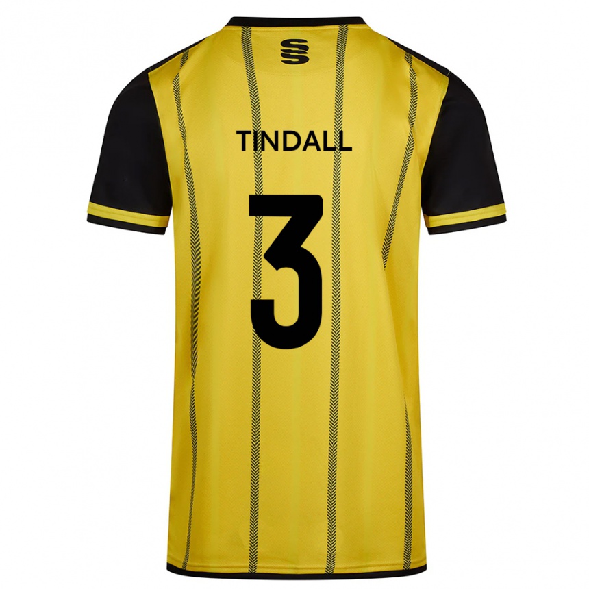 גברים כדורגל Millie Tindall #3 צהוב שחור הרחק ג'רזי 2025/26