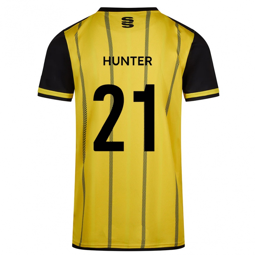 גברים כדורגל Megan Hunter #21 צהוב שחור הרחק ג'רזי 2025/26