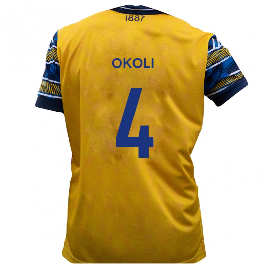 גברים כדורגל Chinwike Okoli #4 צהוב שחור הרחק ג'רזי 2025/26