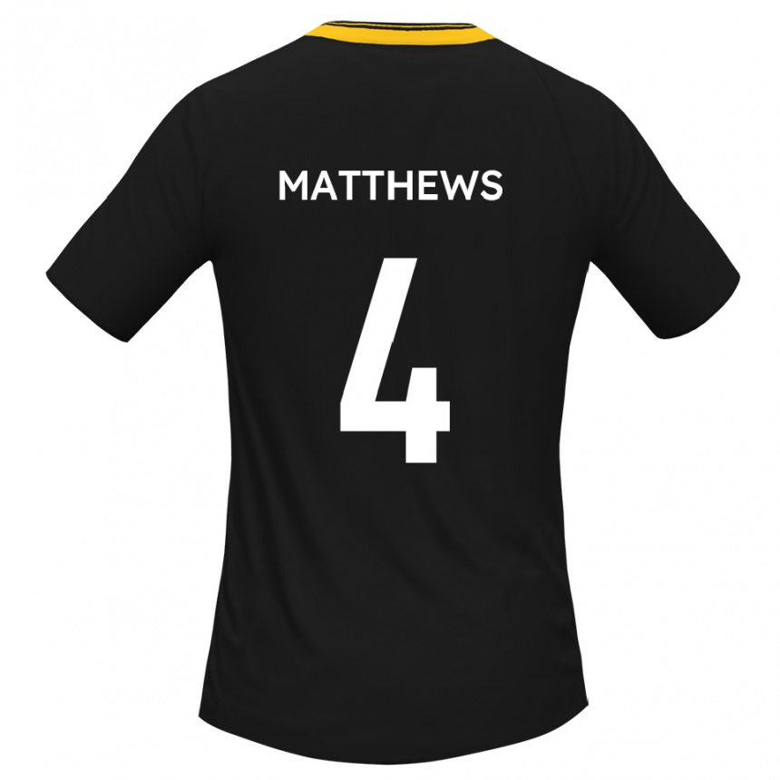גברים כדורגל Anton Matthews #4 שחור צהוב הרחק ג'רזי 2025/26