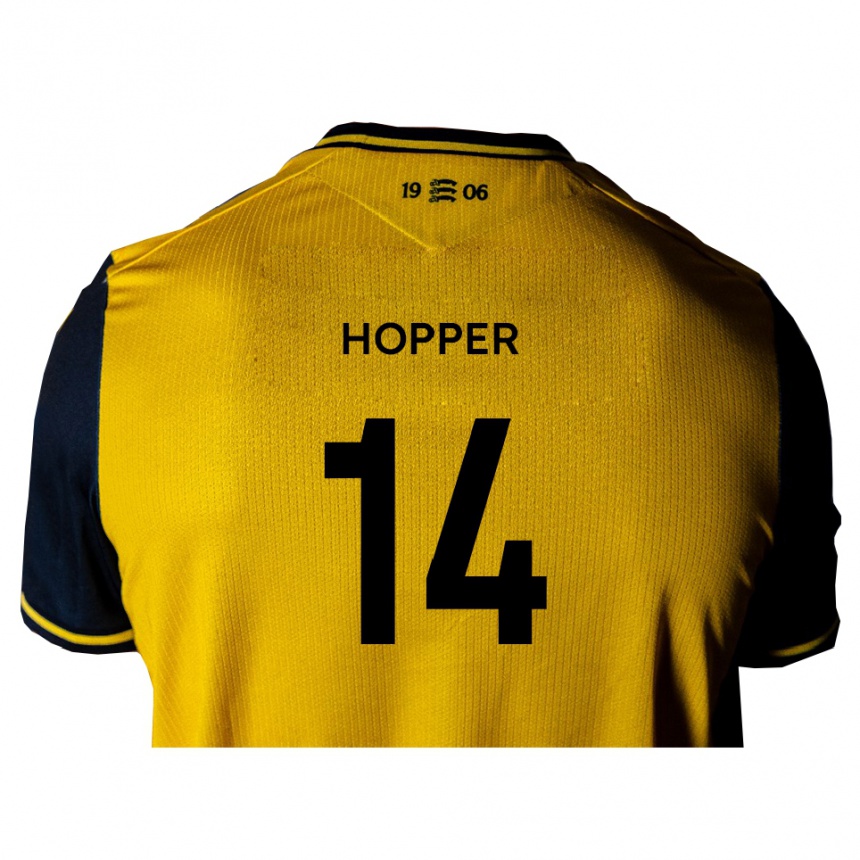 גברים כדורגל Tom Hopper #14 צהוב שחור הרחק ג'רזי 2025/26