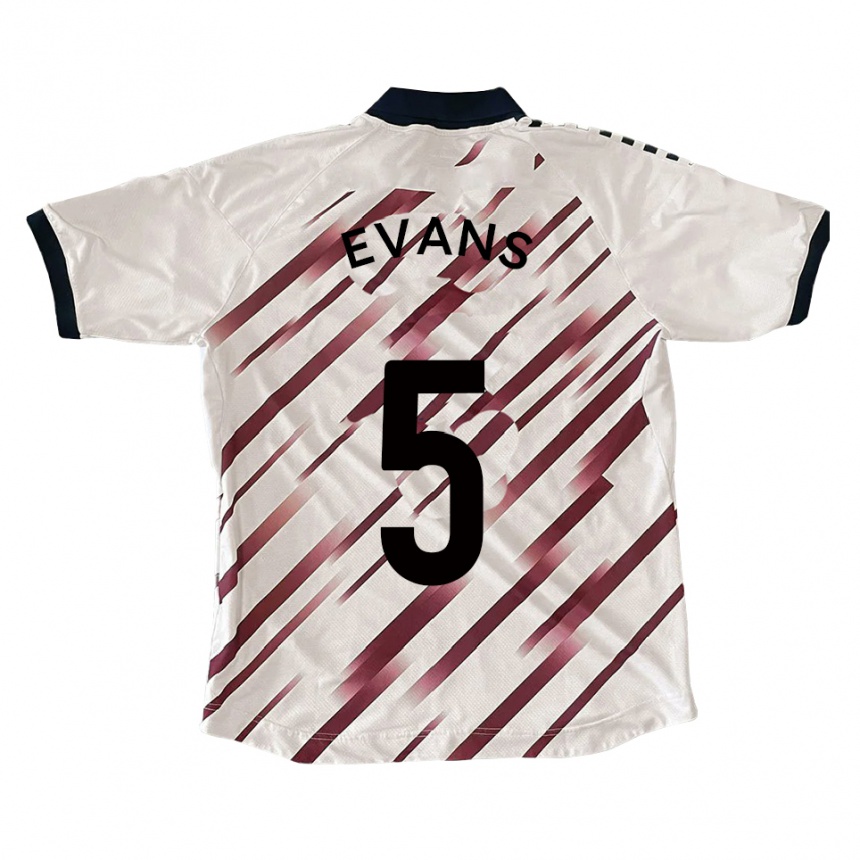 גברים כדורגל Will Evans #5 לבן אדום הרחק ג'רזי 2025/26