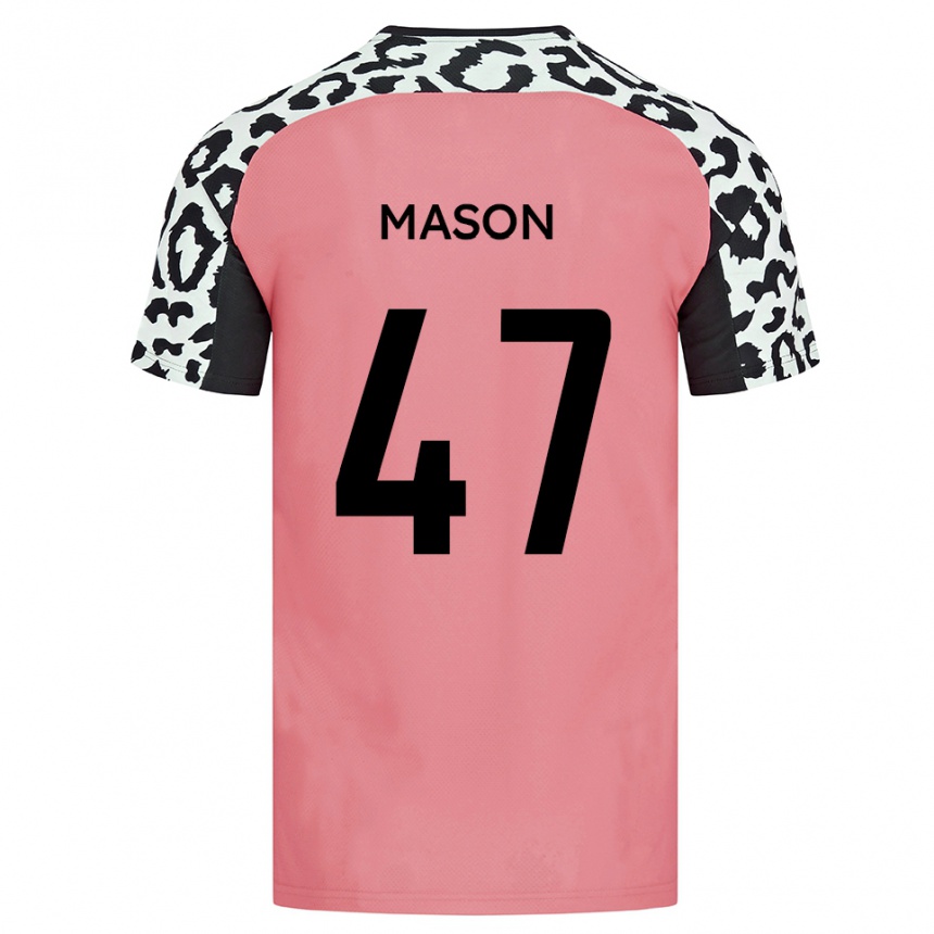 גברים כדורגל Preston Mason #47 ורוד שחור הרחק ג'רזי 2025/26