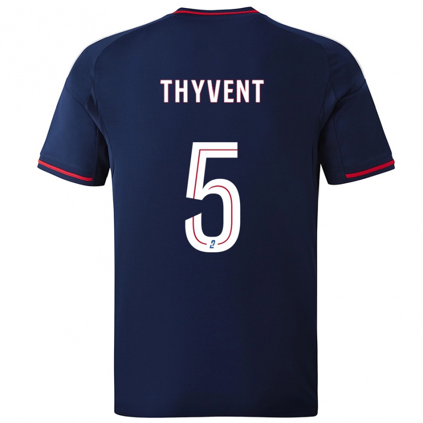 גברים כדורגל Estéban Thyvent #5 כחול נייבי אדום הרחק ג'רזי 2025/26 גברים כדורגל Estéban Thyvent #5 כחול נייבי אדום הרחק ג'רזי 2025/26