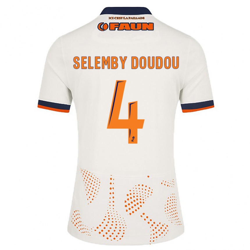 גברים כדורגל Destin Selemby Doudou #4 לבן כתום הרחק ג'רזי 2025/26