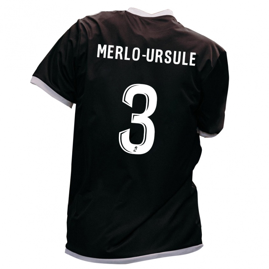 גברים כדורגל Francois-Xavier Merlo-Ursule #3 שחור זהב הרחק ג'רזי 2025/26