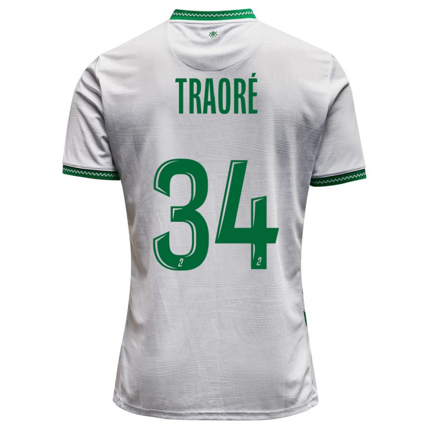 גברים כדורגל לסאנה טראורה #34 לבן ירוק הרחק ג'רזי 2025/26