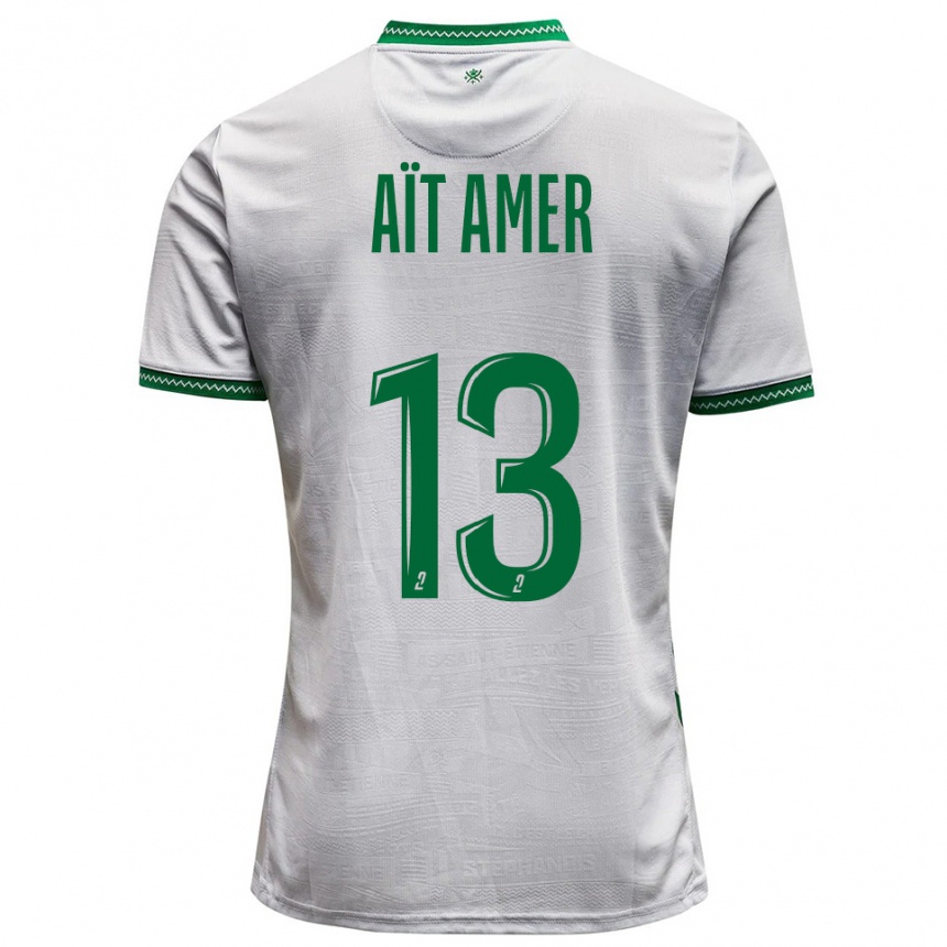 גברים כדורגל Rayan Aït Amer #13 לבן ירוק הרחק ג'רזי 2025/26