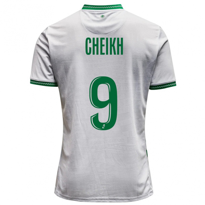 גברים כדורגל Issam Cheikh #9 לבן ירוק הרחק ג'רזי 2025/26