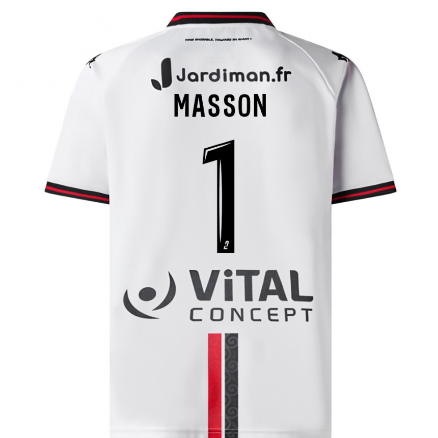 גברים כדורגל Albert Masson #1 לבן אדום הרחק ג'רזי 2025/26
