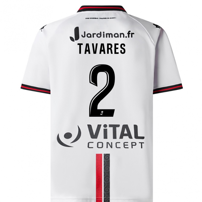 גברים כדורגל Héliohdino Tavares #2 לבן אדום הרחק ג'רזי 2025/26