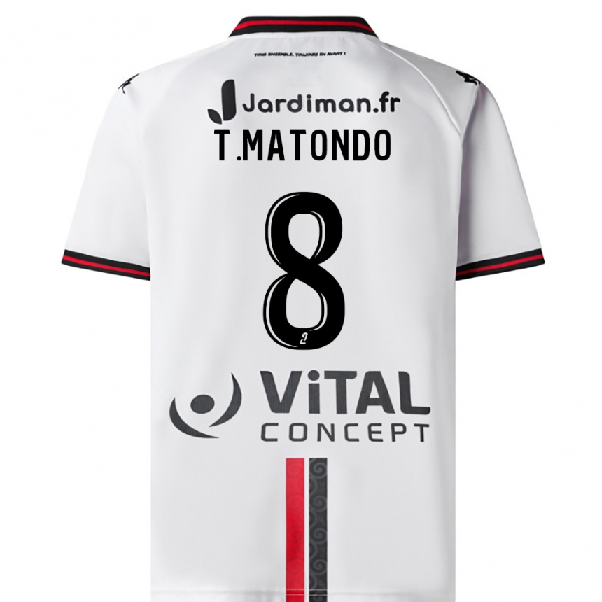 גברים כדורגל Trésor Matondo #8 לבן אדום הרחק ג'רזי 2025/26